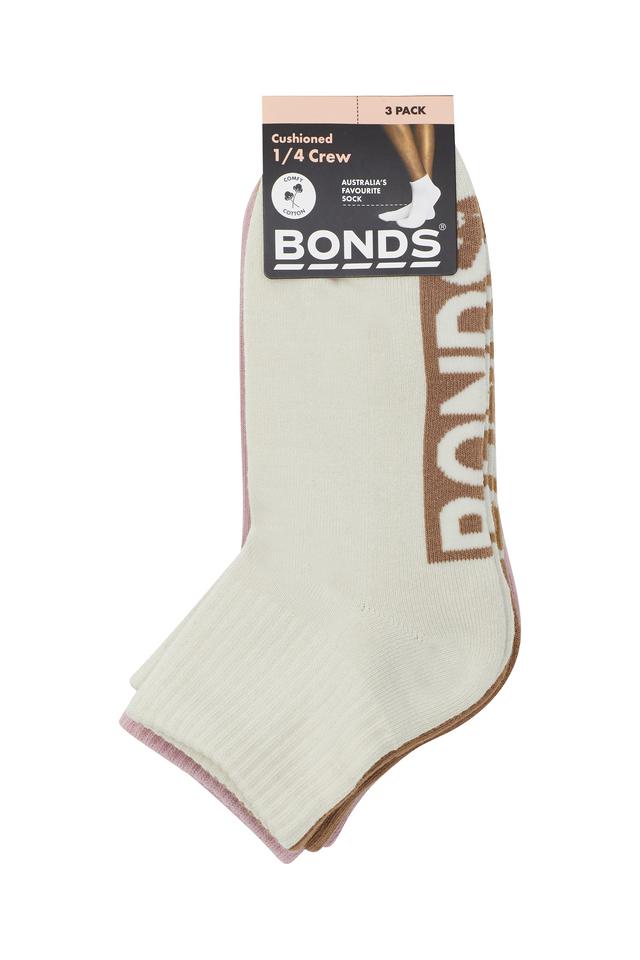 Womens Logo Cushioned Quarter Crew Socks 3 Pack