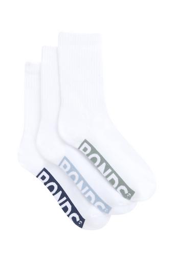 Mens Logo Cushioned Crew Socks 3 Pack (White Fashion)
