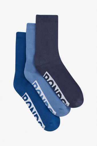 Mens Logo Cushioned Crew Socks 3 Pack (Blue Pack)