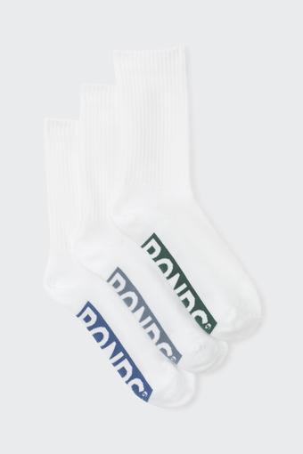 Mens Logo Cushioned Crew Socks 3 Pack (White Fashion)