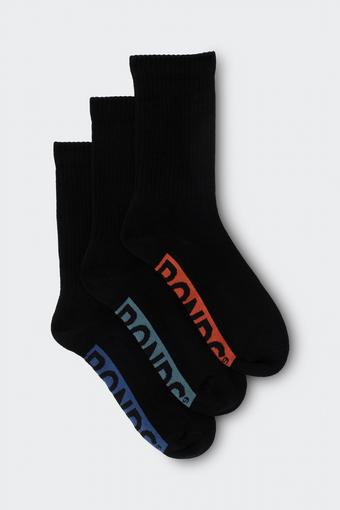 Mens Logo Cushioned Crew Socks 3 Pack (Black Fashion)