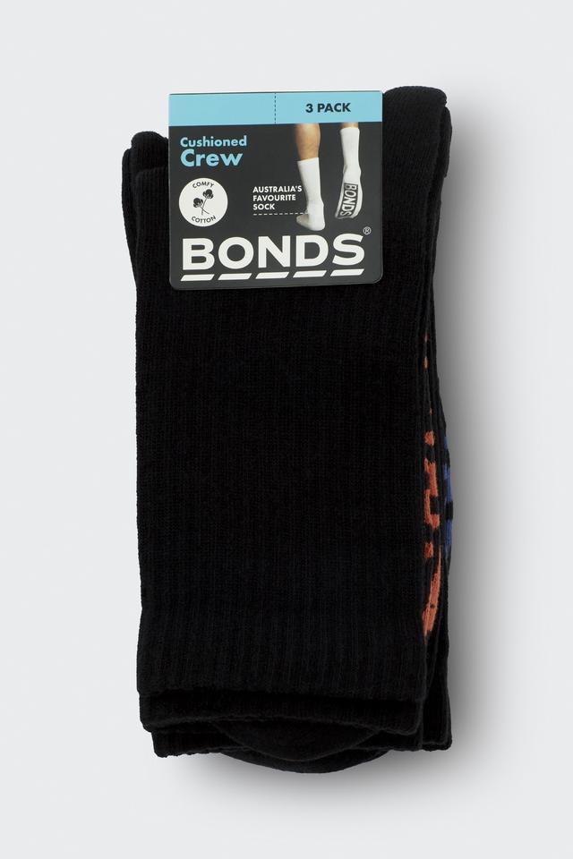 Mens Logo Cushioned Crew Socks 3 Pack
