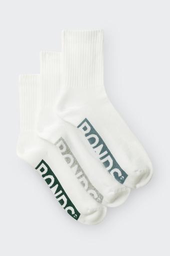 Mens Logo Cushioned Half Crew Socks 3 Pack (White Base)