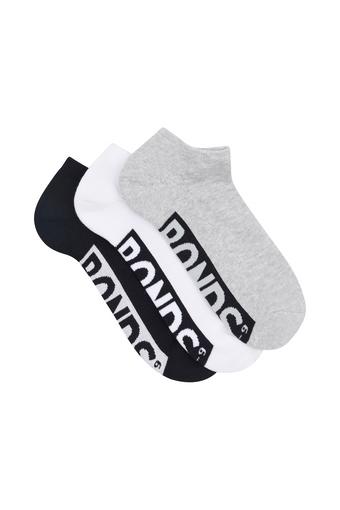 Mens Logo Cushioned Low Cut Socks 3 Pack (Grey/White/Black)