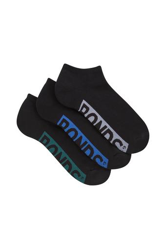 Mens Logo Cushioned Low Cut Socks 3 Pack (Black Fashion)