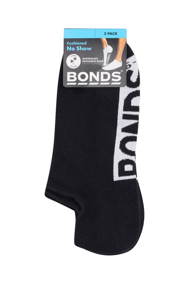 Mens Logo Cushioned No Show 3 Pack