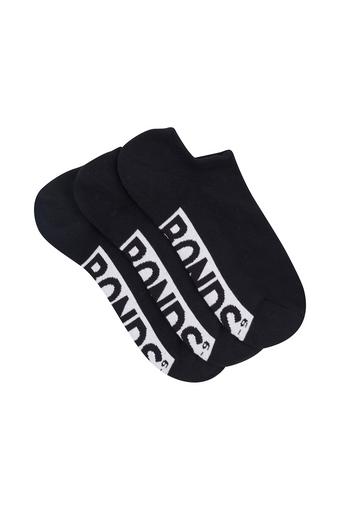 Mens Logo Cushioned No Show 3 Pack (Black)