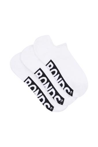 Mens Logo Cushioned No Show 3 Pack (White)