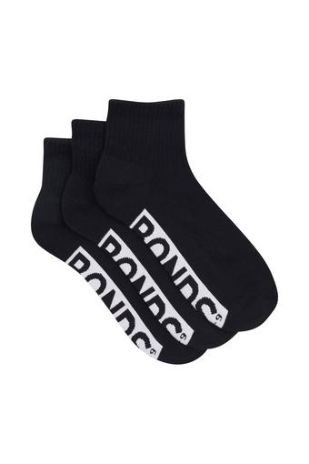 Mens Logo Cushioned Quarter Crew 3 Pack (Black)