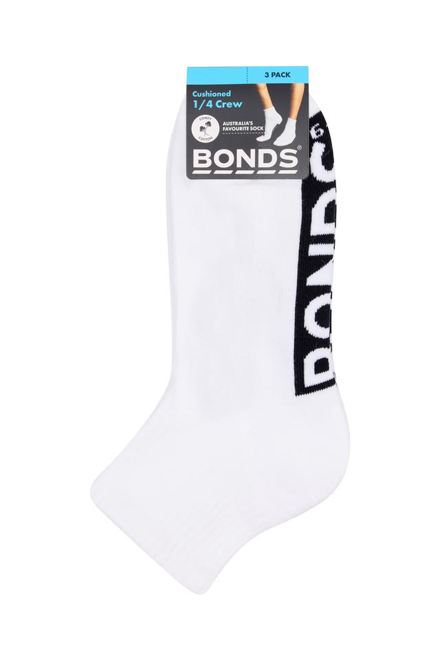 Mens Logo Cushioned Quarter Crew 3 Pack