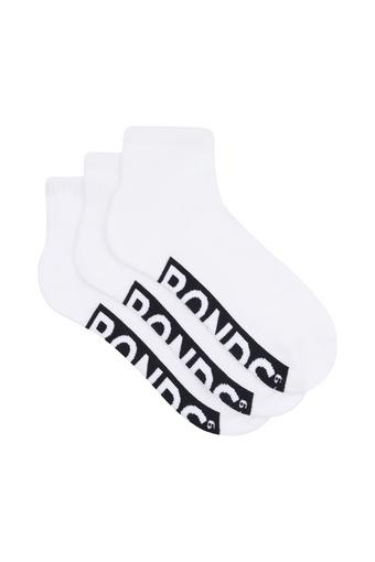 Mens Logo Cushioned Quarter Crew 3 Pack (White)
