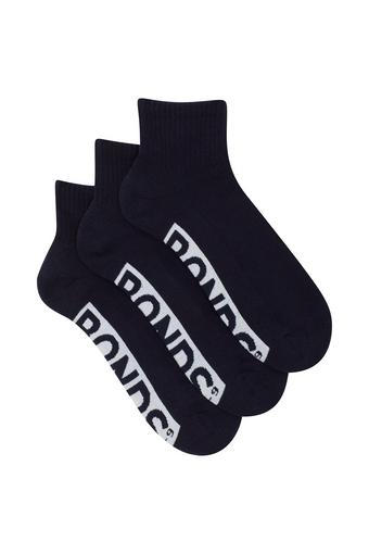 Mens Logo Cushioned Quarter Crew Socks 3 Pack (Navy Pack)
