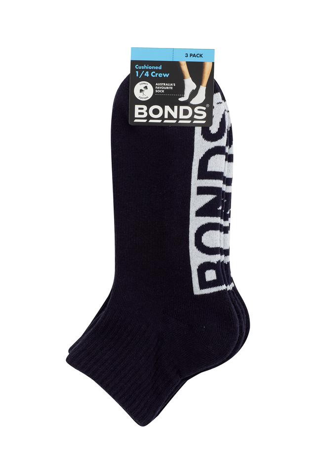 Mens Logo Cushioned Quarter Crew Socks 3 Pack