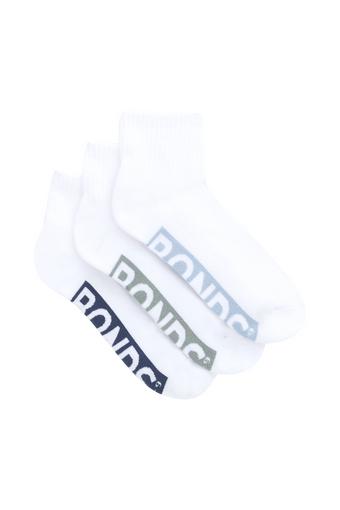 Mens Logo Cushioned Quarter Crew Socks 3 Pack (White Fashion)