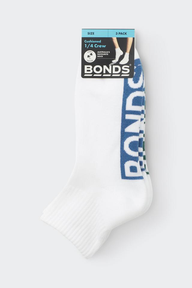 Mens Logo Cushioned Quarter Crew Socks 3 Pack