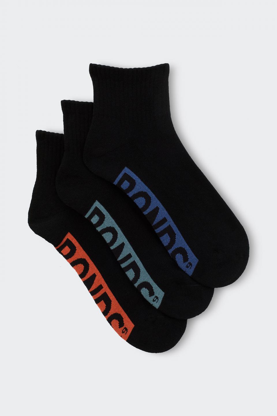 Mens Logo Cushioned Quarter Crew Socks 3 Pack