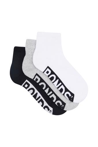 Mens Logo Cushioned Quarter Crew Socks 3 Pack (Grey/Black/White)