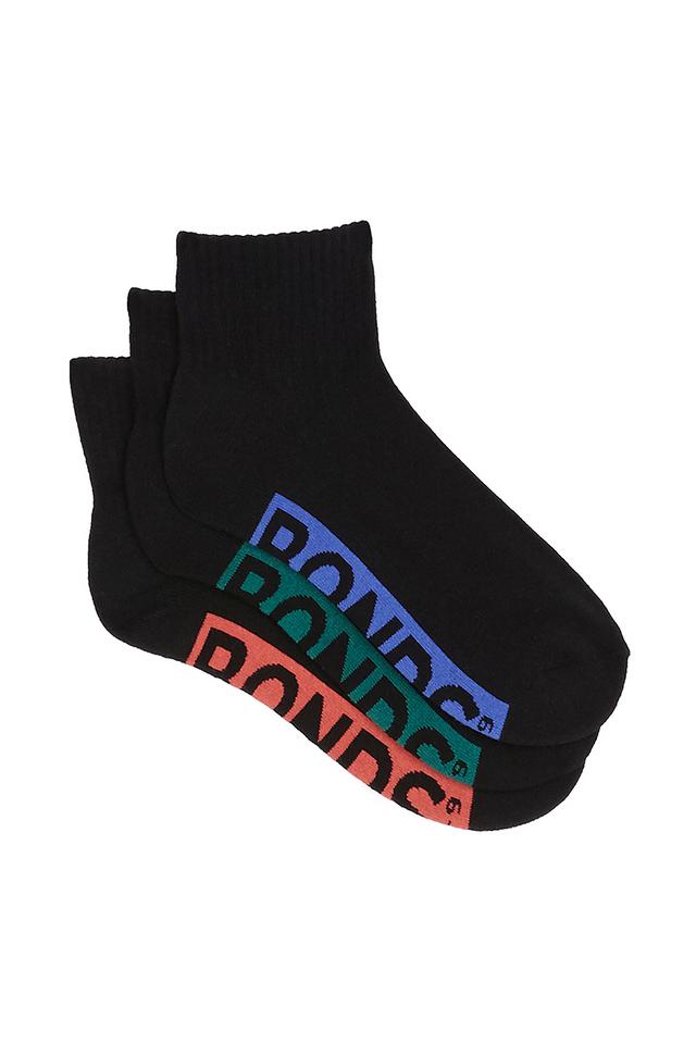 Mens Logo Cushioned Quarter Crew Socks 3 Pack