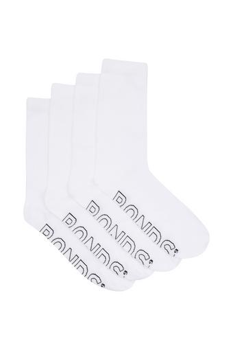 Mens Logo Lightweight Crew 4 Pack (White)