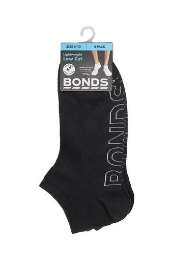 Mens Logo Lightweight Low Cut Socks 4 Pack (Black)