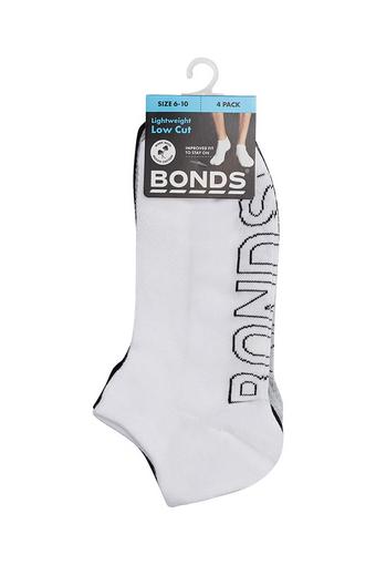 Mens Logo Lightweight Low Cut Socks 4 Pack (White / Grey / Black)