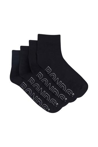 Mens Logo Lightweight Quarter Crew 4 Pack (Black)