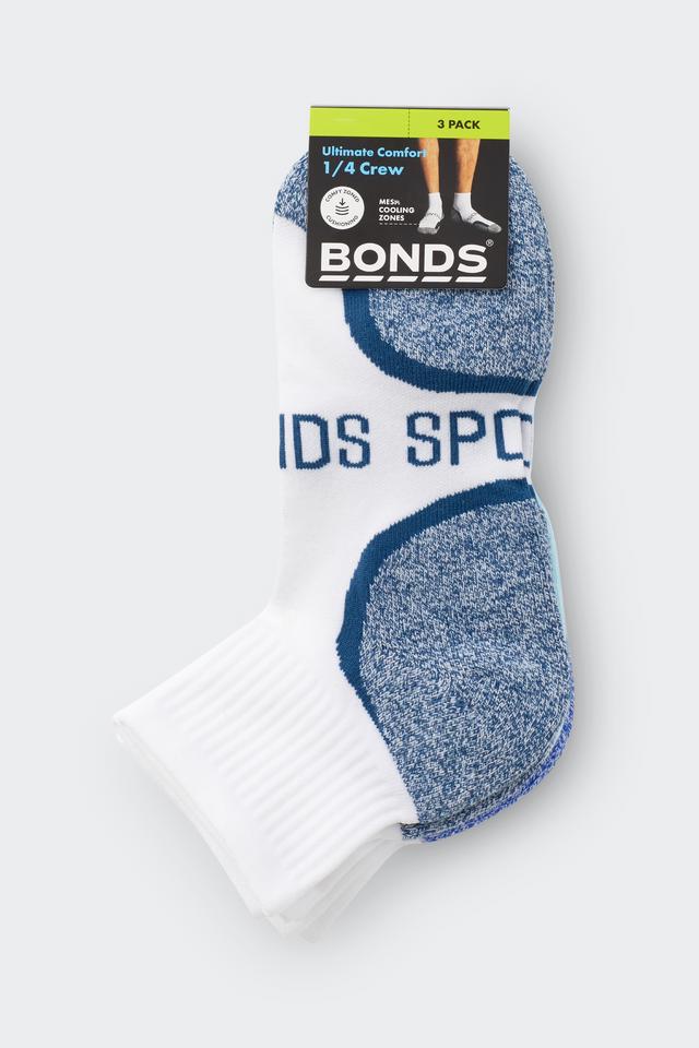 Mens Ultimate Comfort Quarter Crew Socks 3 Pack