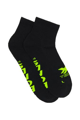 Mens X-Temp Quarter Crew Socks 2 Pack (Black)
