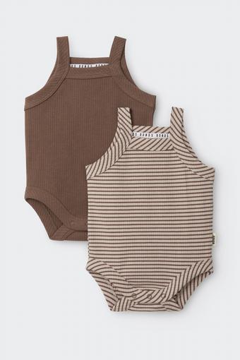 Newbies Rib Singlet Suit 2 Pack (Sand By Me/Mocha Dust)