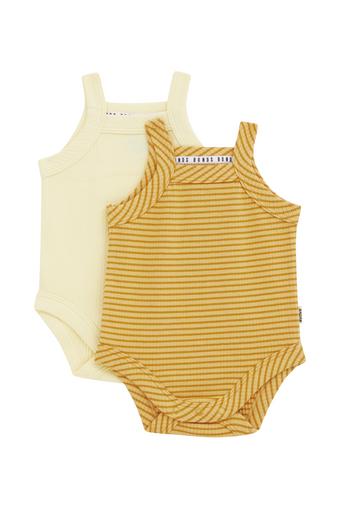 Newbies Rib Singlet Suit 2 Pack (Caramel Strp / Post Yellow)