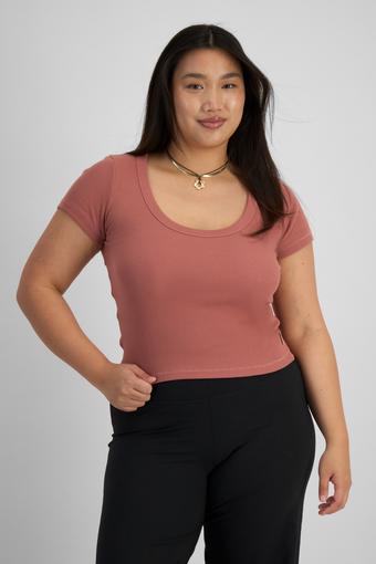 Organic Cotton Rib Scoop Tee (Earthshine)