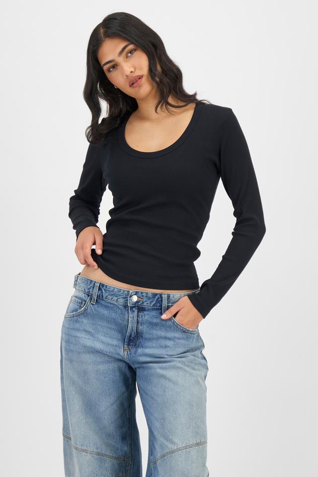 Organic Rib Long Sleeve Scoop Tee
