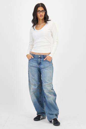 Organic Rib Long Sleeve Scoop Tee (Nu White)