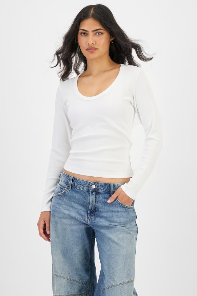 Organic Rib Long Sleeve Scoop Tee