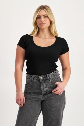Organic Rib Scoop Tee (Nu Black)