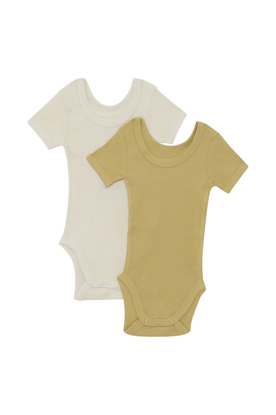Organic Rib Shortsleeve Bodysuit 2 Pack