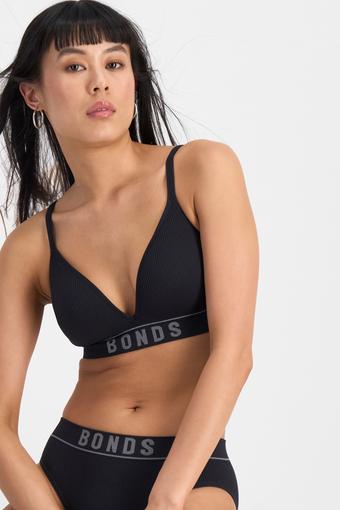 Retro Rib™ Seamless Wirefree Bra (Black)