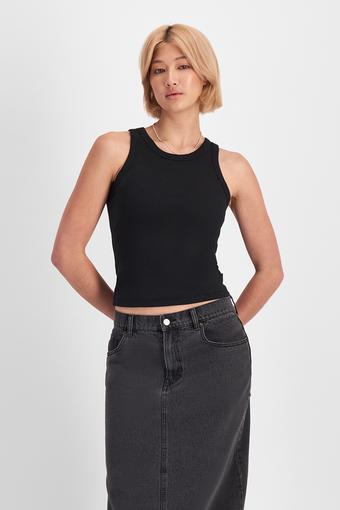 Cotton Rib Bra Tank (Nu Black)