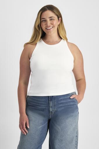 Cotton Rib Bra Tank (Nu White)
