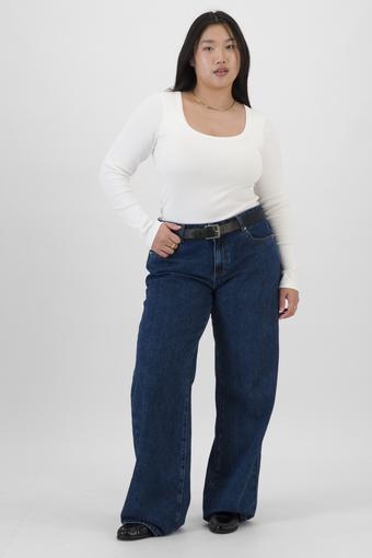 Cotton Rib Bra Long Sleeve Top (Nu White)