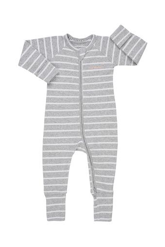 Ribbed Zip Wondersuit (New Grey Marle Stripe / White)