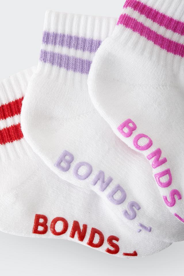 Baby Logo Cushioned Quarter Crew With Stripe 3 Pack