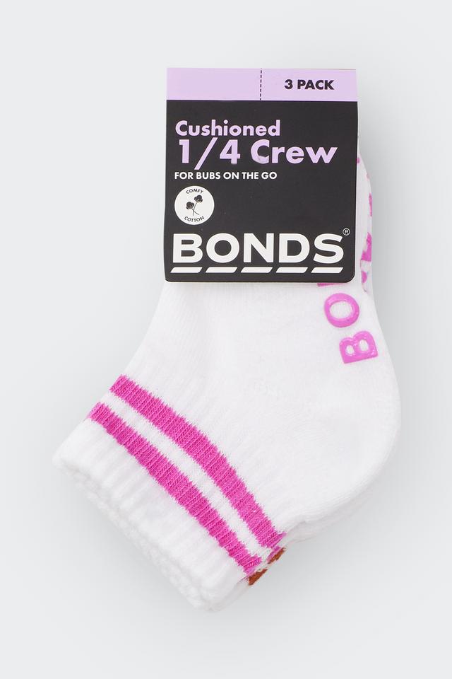 Baby Logo Cushioned Quarter Crew With Stripe 3 Pack