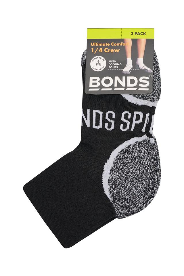 Kids Ultimate Comfort Quarter Crew Socks 3 Pack