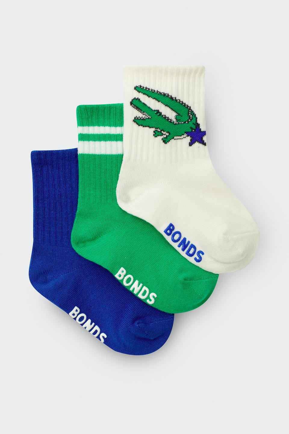 Baby Pattern Rib Crew Sock 3 Pack