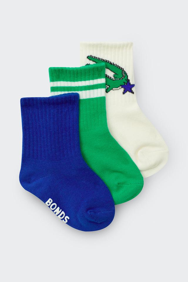 Baby Pattern Rib Crew Sock 3 Pack