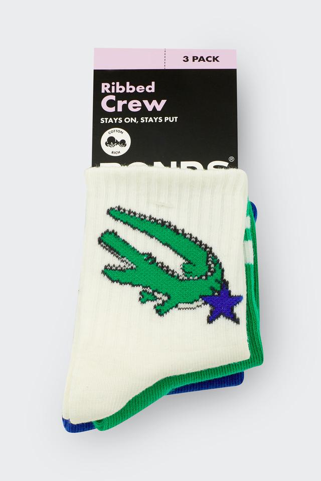 Baby Pattern Rib Crew Sock 3 Pack