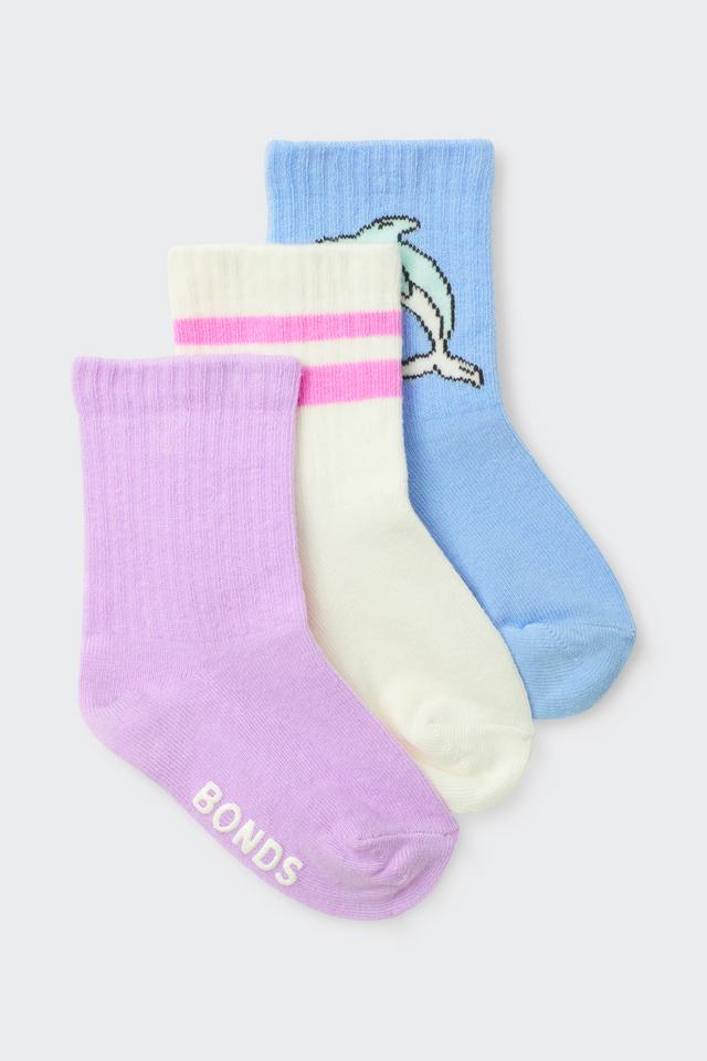 Baby Pattern Rib Crew Sock 3 Pack