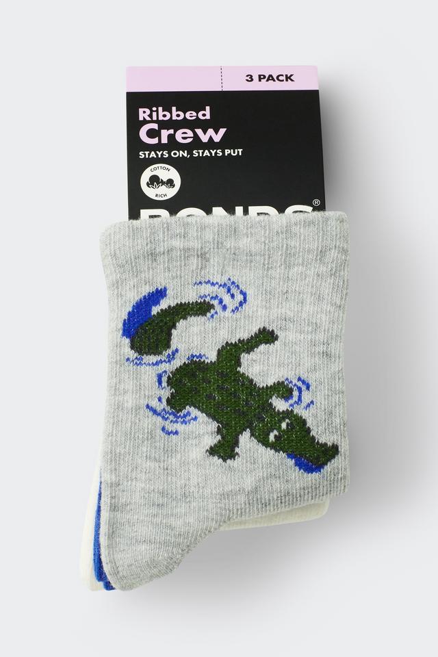 Baby Pattern Rib Crew Sock 3 Pack