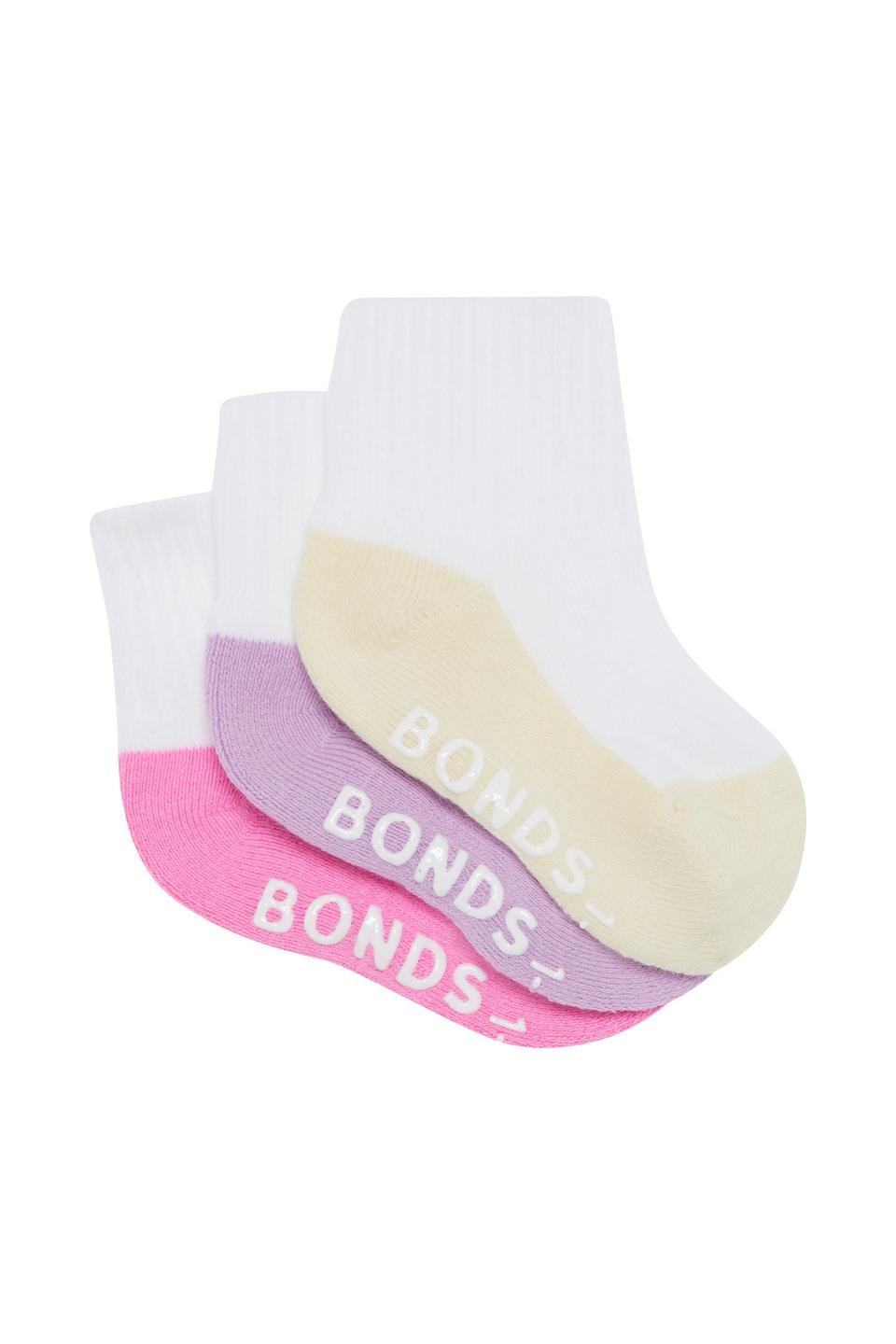 Baby Logo Cushioned Quarter Crew Socks 3 Pack